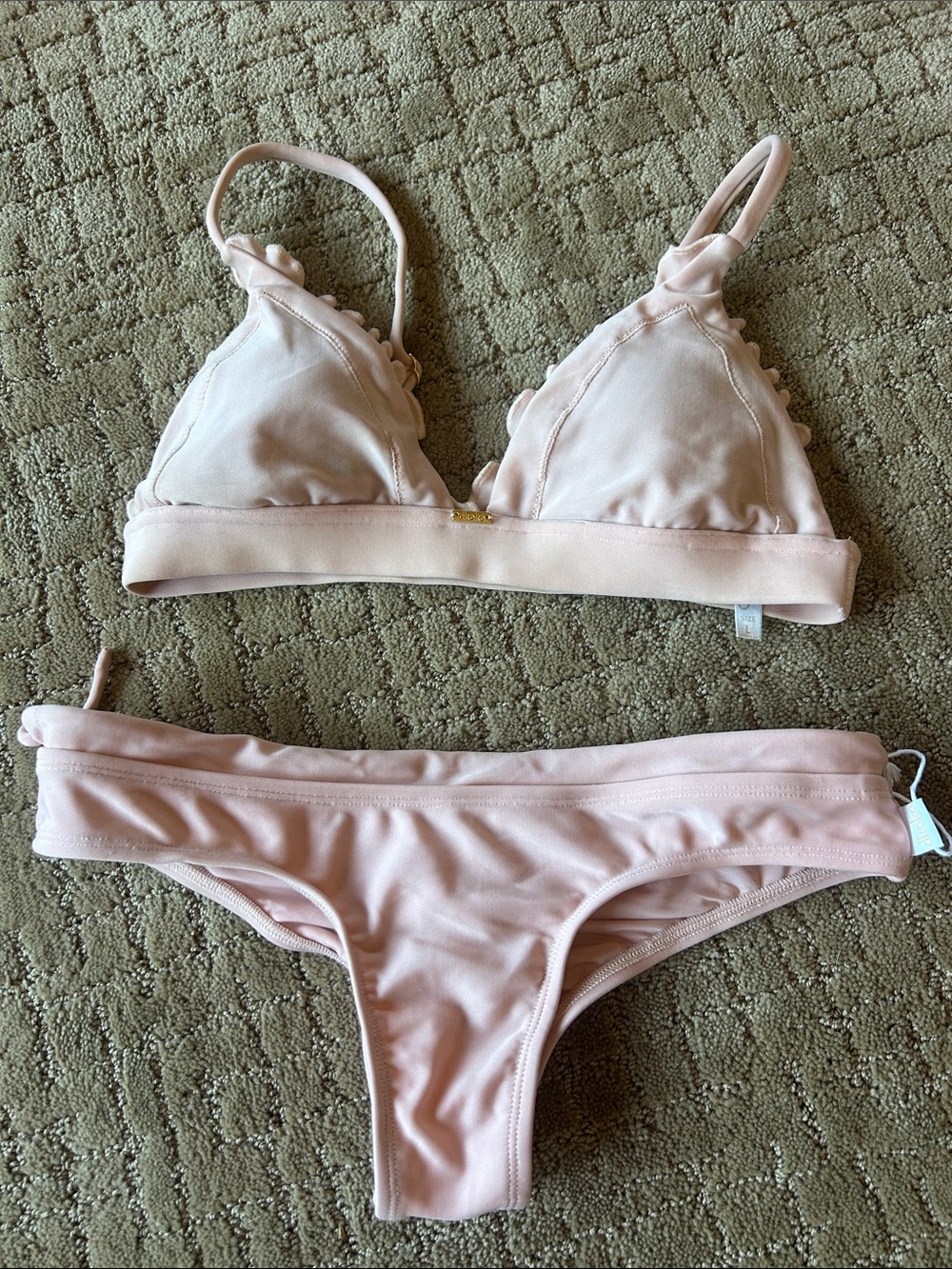 Light Blush Pink Bikini Set - Triangle Top & Hipster Bottoms
